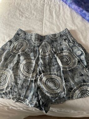 Smocked High-Waist Gray Printed Women's Shorts